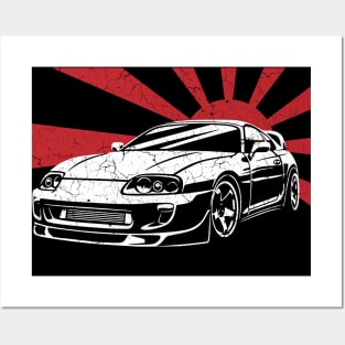 Supra 2JZ Turbo JDM Tuning Car 90s Rising Sun Posters and Art